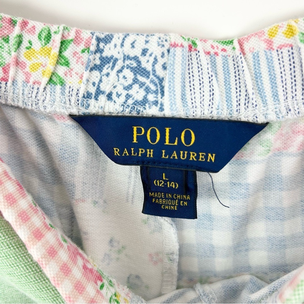 Polo Ralph Lauren Girls Shorts Pony Logo Patchwork Floral Stripe Gingham Size L - Picture 3 of 6